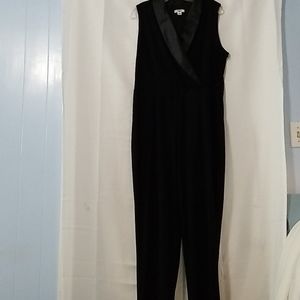 Black Sleeveless Jumpsuit Cato Sz 14 Satin Collar